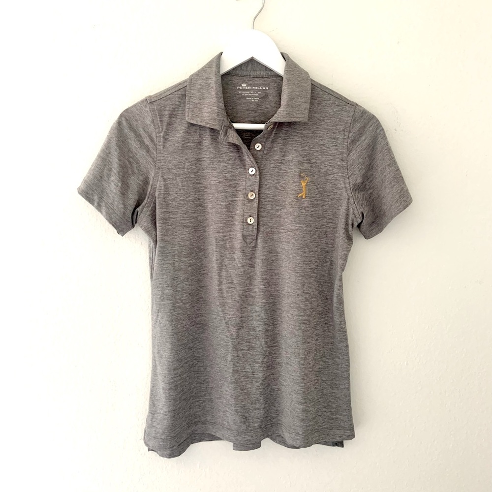 Peter Millar Women’s Gray Short Sleeve Collared SPF Polo Shirt Small